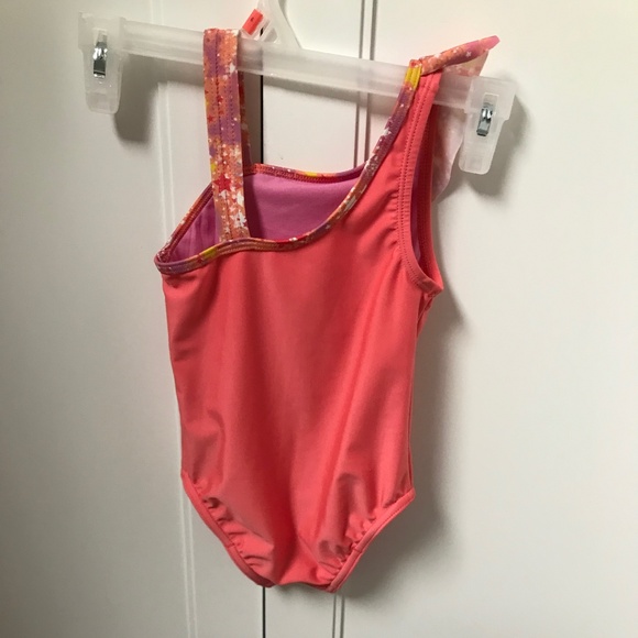 Speedo Girls  One Piece Swimsuit Coral Pink with Star Ruffle Size 6 NWOT - Picture 2 of 9
